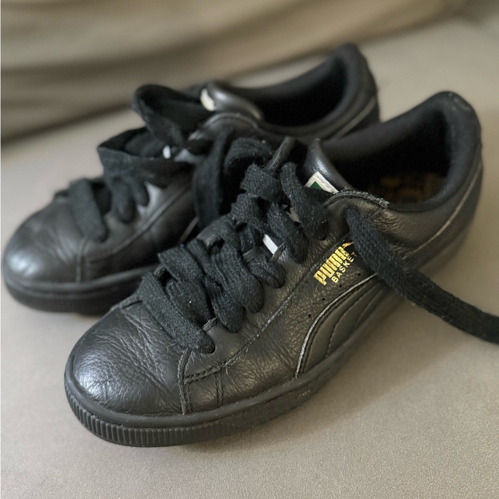 PUMA Black Classic Leather Sneakers